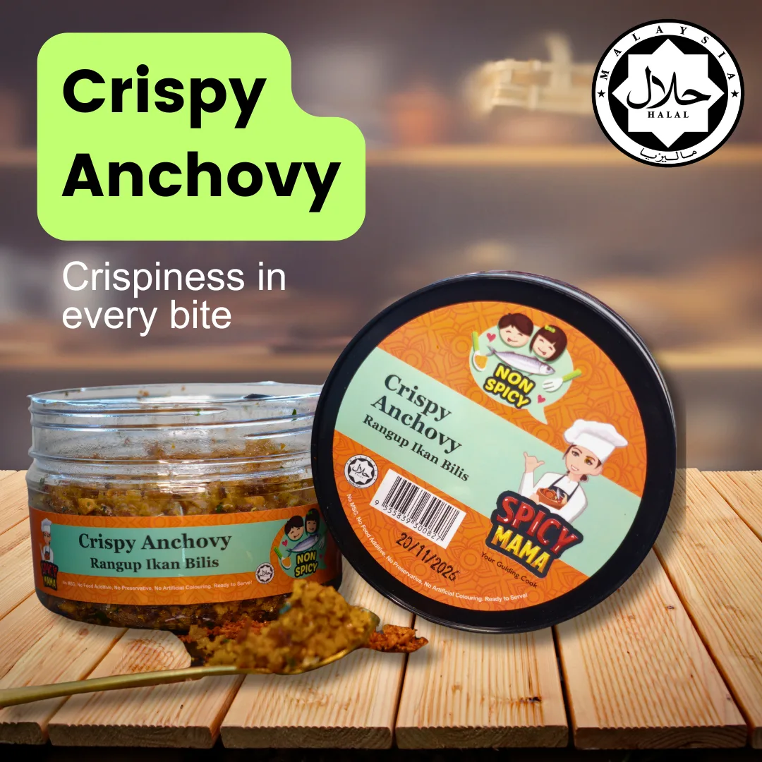 Shopee Product Size (1) close-up of crispy anchovies arranged on a plate, showcasing their golden-brown texture, ready to be enjoyed as a snack.