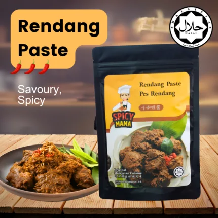 Redang paste labeled as SpicyMama Dry Curry Paste, for a flavorful cooking option.