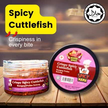 Close-up of spicy cuttlefish served on a plate, featuring bright colors and garnishes, highlighting its appeal as a must-try dish.