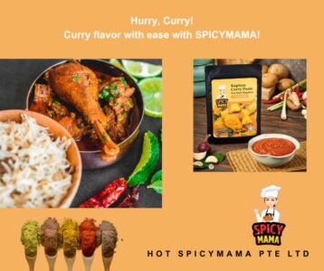  A vibrant bowl of spicy curry garnished with herbs, showcasing the essence of "Spicy Mama" in a delightful presentation.