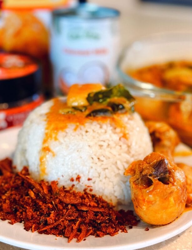 Delicious Nasi Lemak Spicymama curry anchovies and coco story coconut cream coconut rice