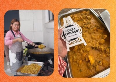 A woman is cooking in a well-equipped kitchen, focused on preparing a meal.