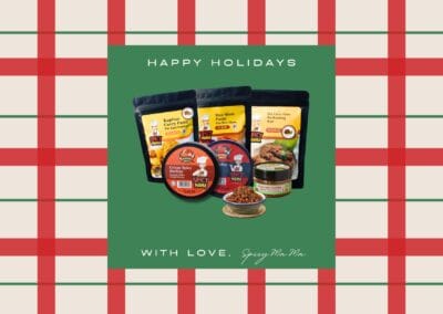 Festive holiday greeting card featuring the phrase "Happy Holidays with Love" in elegant script.