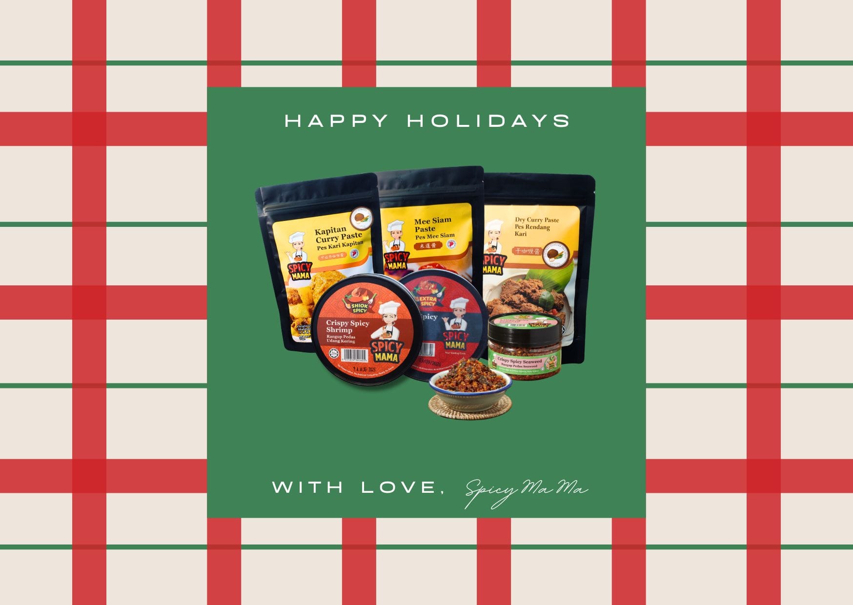 Festive holiday greeting card featuring the phrase "Happy Holidays with Love" in elegant script.